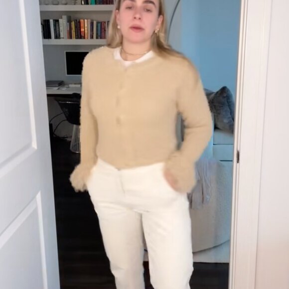 Zara Beige Fringe Cardigan - Picture 5 of 11